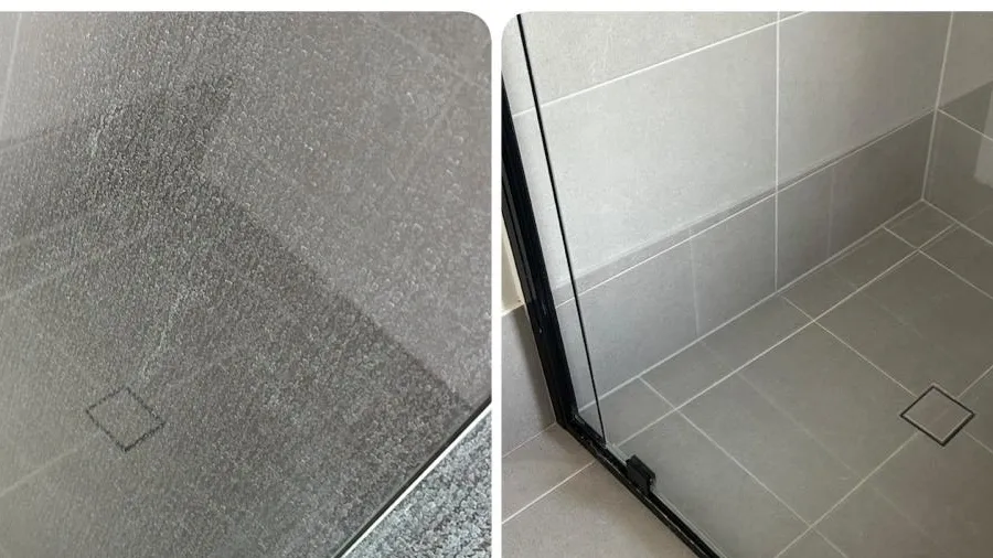 Before and after tile and grout cleaning — restored bathroom surfaces